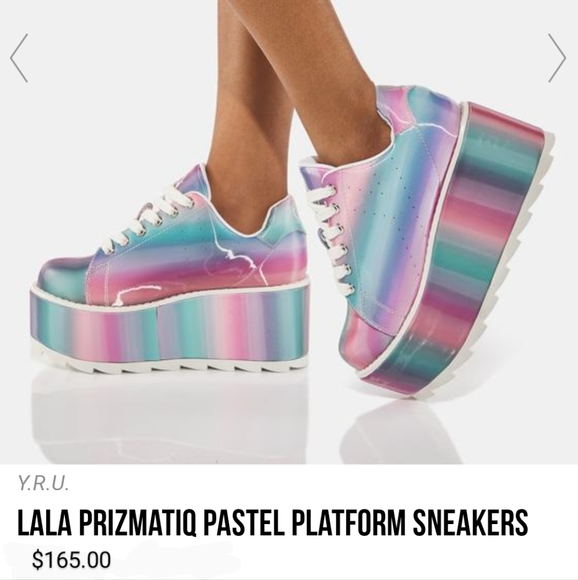 Obo Yru LaLa prizmatiq pastel platform sneakers size 6 - Picture 1 of 6